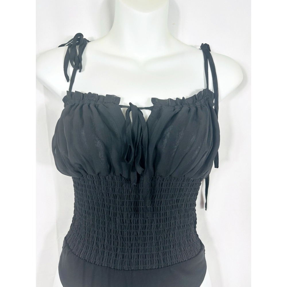 Forever‎ 21 Black Milkmaid Bodysuit Top Size M Regency Goth Festival Whimsigoth